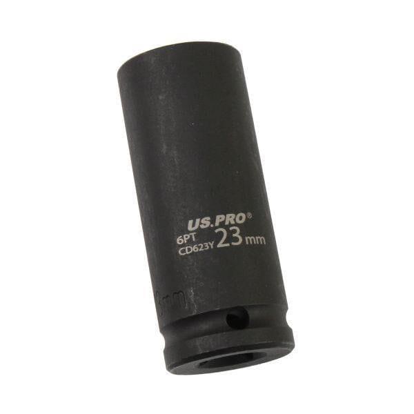 US PRO Tools Single 1/2" DR 23mm 6 Point Deep Impact Socket 3756 - Tools 2U Direct SW