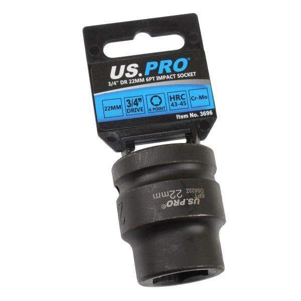 US PRO Tools Single 3/4" DR 22mm 6 Point Impact Socket 3696 - Tools 2U Direct SW