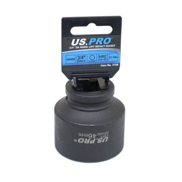 US PRO Tools Single 46MM 3/4" DR 12PT Impact Socket 3708 - Tools 2U Direct SW