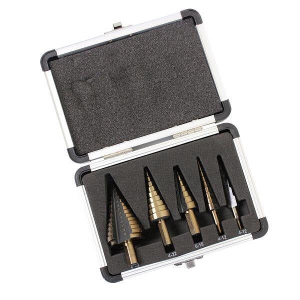 US PRO Tools Step Drill Set in Case 4 - 35MM HSS-G+ Stepped Tool Metals PVC 7136 - Tools 2U Direct SW