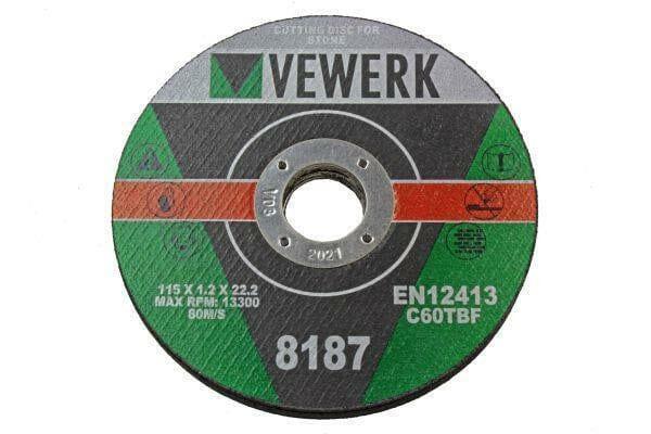 VEWERK 10PK 115 X 1.2 X 22MM Stone Cutting Discs 8187 - Tools 2U Direct SW