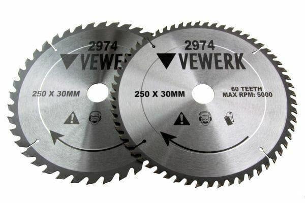Vewerk 2 Pack - 250 X 30MM TCT Circular Saw Blade 40T 60T 2974 - Tools 2U Direct SW