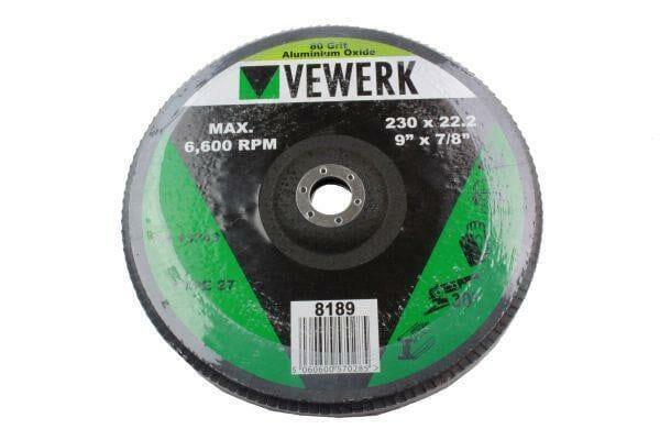 VEWERK 230 X 22.2MM Flap Discs 80 Grit Oxide - Pack Of 2 8189 - Tools 2U Direct SW