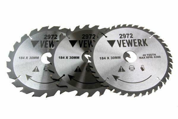 Vewerk 3 Pack - 184 X 30MM TCT Circular Saw Blade 20T 24T 40T 2972 - Tools 2U Direct SW