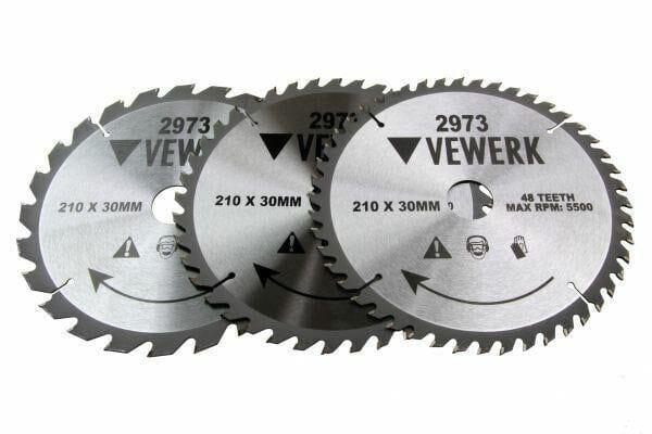 Vewerk 3 Pack- 210 X 30MM TCT Circular Saw Blade 24T 40T 48T 2973 - Tools 2U Direct SW