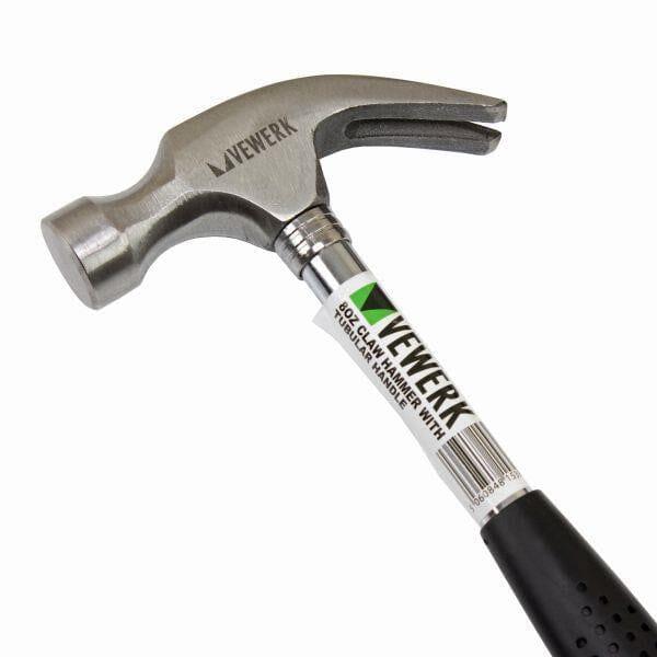 VEWERK 8oz Claw Hammer, Nail Remover, Tubular, Handle Soft Grip 4542 - Tools 2U Direct SW