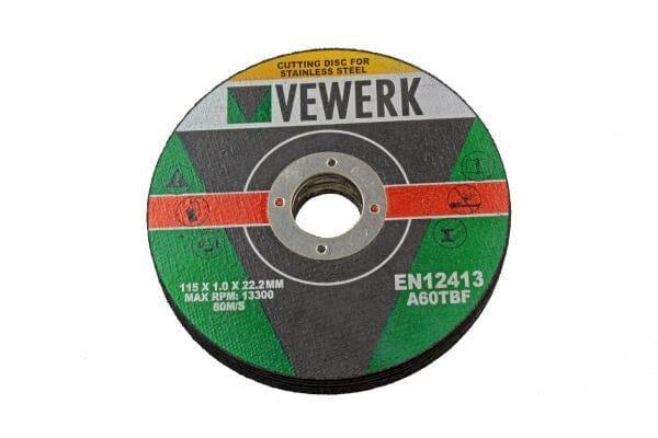 VEWERK by BERGEN 4 1/2" S/Steel Cutting Discs 115mm x 1.00mm x 22.2mm 10pk 8010 - Tools 2U Direct SW