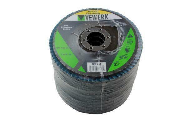 VEWERK Flap Discs 60 Grit Zirconium 115 X 22.2 Pack Of 10 8228 - Tools 2U Direct SW